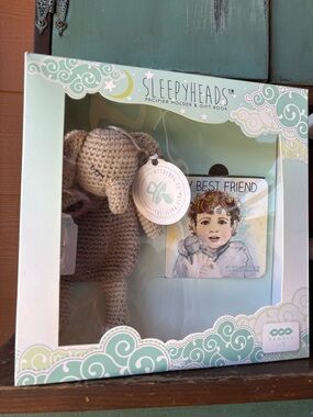 Sleepyheads Little Elephant Crocheted Paci Holder & Best Friend Book Gift Set
